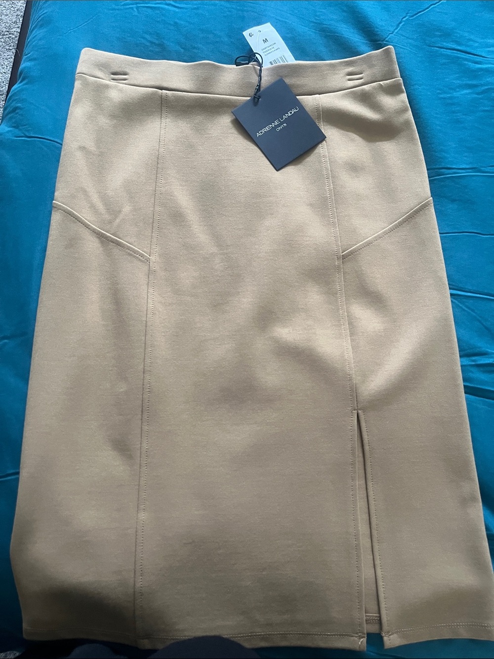 Adrienne Landau Tan Pencil Skirt with Front Slit